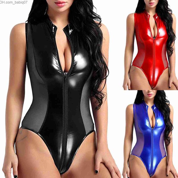 Conjunto sexy Ropa interior sexy de cuero Prenda ceñida Sexo caliente Ropa interior sin entrepierna Medias con cremallera Club nocturno Ropa sexual Spandex Prenda ceñida Z230728