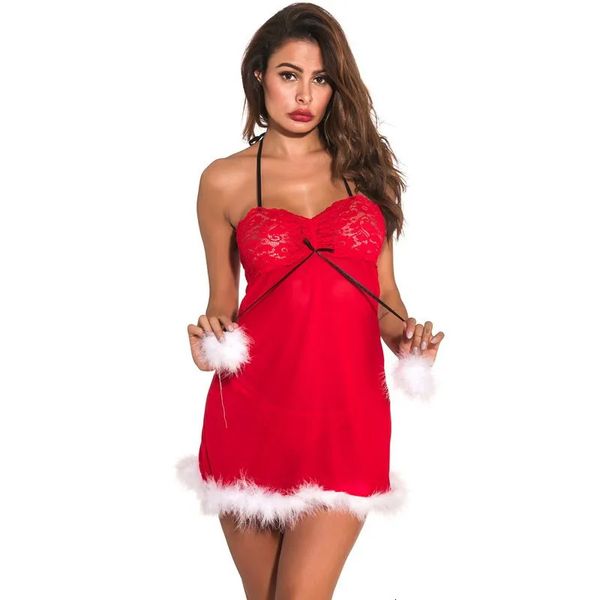 Ensemble Sexy, sous-vêtements, uniforme, costume sexuel de noël, pyjama en dentelle, cadeau de noël, saint-valentin, 231128