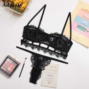 Ensemble sexy sexy femmes cils sous-vêtements en dentelle ensemble section mince maille creuse perspective soutien-gorge ensemble string dames lingerie érotique L2304