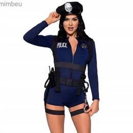 Sexy Set Groothandel Dames Rollenspel Lange Mouw Politie-uniform Volwassen Dame Nachtclub Cosplay Drillmeter Komt SM Fliter Lingerie WearL240122