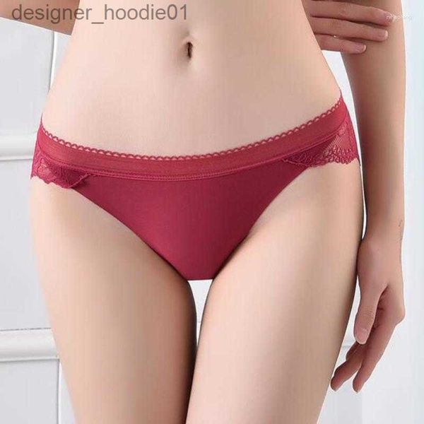 Conjunto sexy Bragas de mujer Conjuntos de encaje Seda de hielo Ropa interior sin costuras Calzoncillos transparentes femeninos Media altura Lady Panty Mujer Lencería L230918