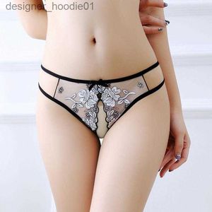 Sexy Set Damenhöschen Damen Open Crotch Ass Mesh Bow Thongs Weiblich Sexy G-String Lady Dessous Stickerei Porno Unterwäsche Spitze Hollow Panty L230918