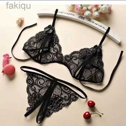 Sexy set dames afneembaar drie punt tweedelig set sexy open crotch mini slipje verleidelijke kant lingerie hete string riem ondergoed 24322