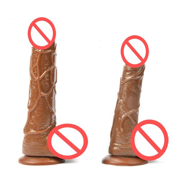 Sexy Shop Color Café Consolador Grande Realista Ventosa Consolador Masculino Pene Artificial Dick Para Mujeres Sexo Adultos Juguete Pene Enorme Artículos Eróticos