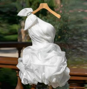 Robe De bal courte Sexy, robe De soirée De mariage, asymétrique épaule superposée, en Organza, robes De mariée, 2024