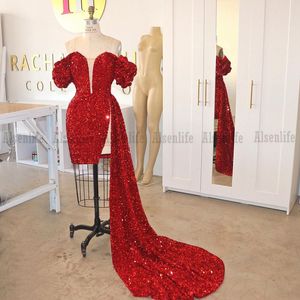Sexy korte rode prom -jurken pailletten cocktial jurk voor vrouwen feestjurken beroemdheden sukienki vestidos de graduacion