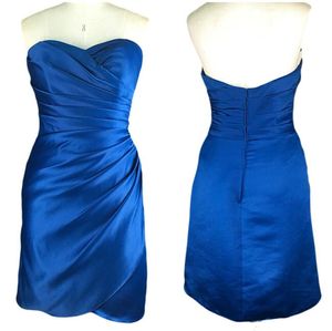 Sexy Short Ruffles Sweetheart Vestidos de fiesta de cóctel Nuevo 2019 Barato Imagen real Corto Royal Blue Satin Girls Vaina Vestido de fiesta ajustado