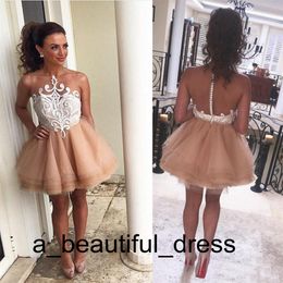 Sexy Short Tulle Cocktail Graduation Dresses Lace Applique Jewel Neck Tiered A Line Formal Party Gowns Hot Sale Homecoming Dress GD7809