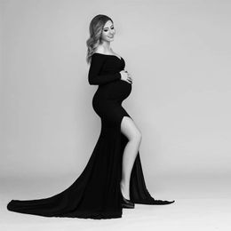 Robes de maternité sexy sans épaules pour Poshoot Maxi robe de douche de bébé femmes enceintes vêtements de pographie longue robe de grossesse 240129