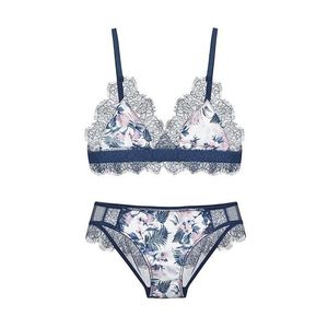 Sexy Zijden Wimper Kanten Bh En Panty Set Vrouwen Luxe Lingerie Ondergoed Draad- Ultradunne Franse Driehoek Cup Bralette Bras280h