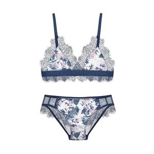 Sexy soie cils dentelle soutien-gorge et culotte ensemble femmes luxe Lingerie sous-vêtements fil-Ultra-mince français Triangle tasse Bralette Bras3120