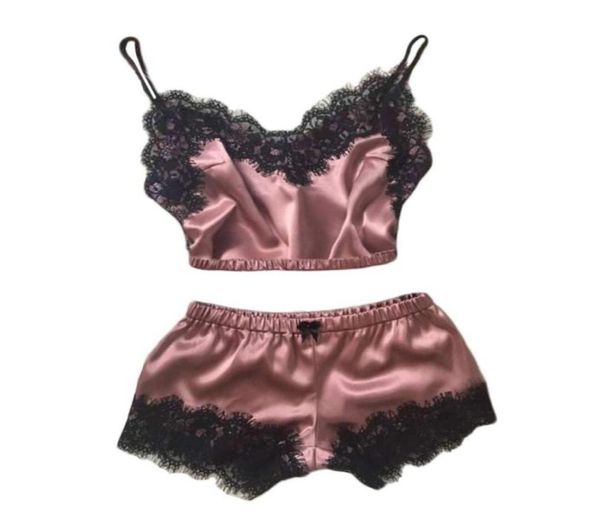 Sexy Silk Satin Negro Gasúa Conjuntos de calzoncillos eróticos Baby Dolls Baby Porn Homewears Temptation546999811551447