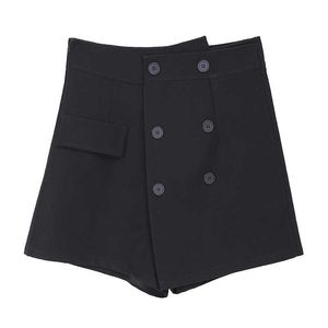 Sexy Silm Double-Breast Decoratie Hoge Taille Vrouwen Shorts Zomer Solid Ropa Mujer Casual Losse All-Match Bodems 210525