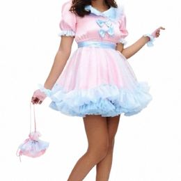 sexy Sissy Franse Hot Pink Blue Paragraaf Doll Kraag Mooie Kant Gothic Meid Kostuum Customizati L3rX #