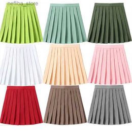 Sexy rok snoepkleur hoge taille vrouwen geplooide rok xs- 5xl jk zomer Japan preppy meisjes dance zwarte mini rok ritssluiting faldas mujer l410