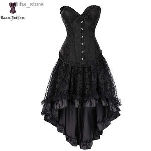 Sexy rok korset jurk pak bustier top rok retro vintage cosplay burlesque plus size dames komen steampunk gorset set y clubwear l410