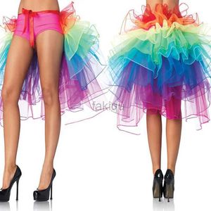 Sexy rok rokken dames gelaagde regenboog half lichaam dans sheer foto's club kostuum carnaval Amerikaans feest skiing dance fairy 24326