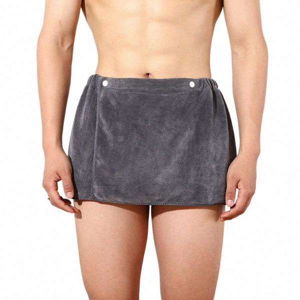 Sexy Sleep Bottoms Microfibra Pijamas Hombres Ropa de dormir Toalla corta Pantalones Lado Split Albornoz Culottes Suave Grueso R7iA #