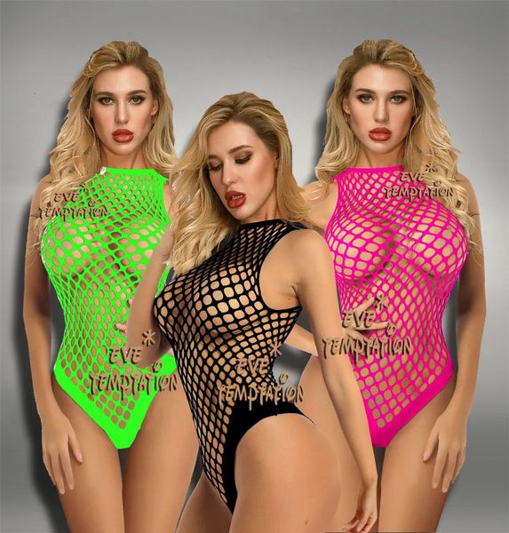 Sexy Sleepwear Lingerie de talla grande Babydoll Mesh Body Stocking Temptation Catsuit íntimo vestido de noche Bikini sin tirantes W119 240423