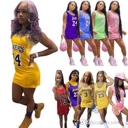 Designer Casual Dress For Women Summer Basketball Jersey Dresses Sexy Mouwess Digital Printed One Piece Rooks Sportswear