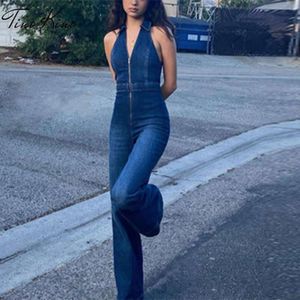 Sexy Slanke Denim Romper Vrouwen S Jumpsuit Zomer Halter Rechte Hoge Taille Jumpsuits Vrouwelijke Elegante Dame Party Club Rompertjes