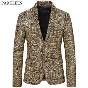 Modèle de serpent sexy Blazer Men bronzing Two Button Mens costume veste Nightclub DJ Festival Dance Party Party Suit Men Men Blazers 201128