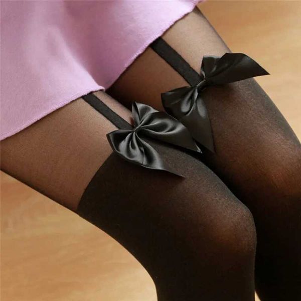 SEXY SOCKS 1 PC Mujer sexy Bow Bantyhose Tattoo Mock Bow Collant medias sexys conservadores vintage para niñas mujeres 240416