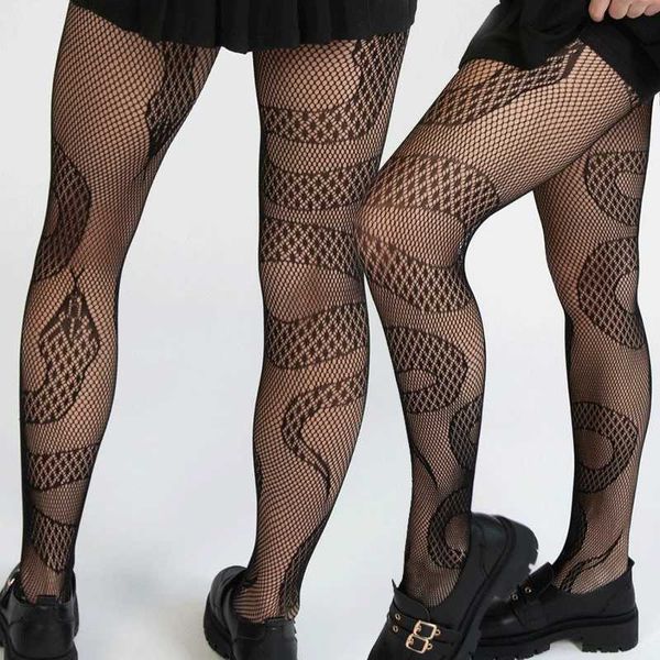Chaussettes sexy 14Syles Sexy Womens Snake Cross Leopard Print Mesh Fishnet Net Pantyhose Stockings Party Clubwear Colks Socks Robe Stockings 240416