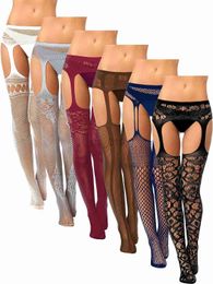 Chaussettes sexy 6 paires de bas en filet de pêche pour femmes, longueur aux genoux, pantalons serrés, bretelles, collants et bas adaptés aux femmes et aux filles P230907