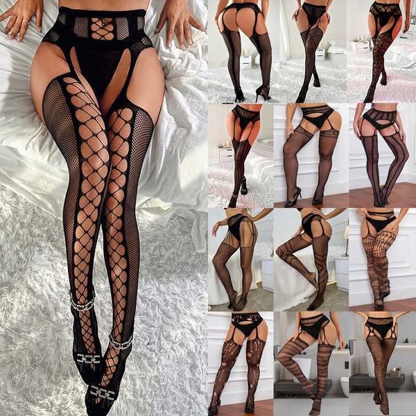 Chaussettes Sexy Collants sexy noirs femme bas cabaret leggings avec maille ouverte entrejambe collants sous-vêtements érotiques sous-vêtements transparents femmes/hommes