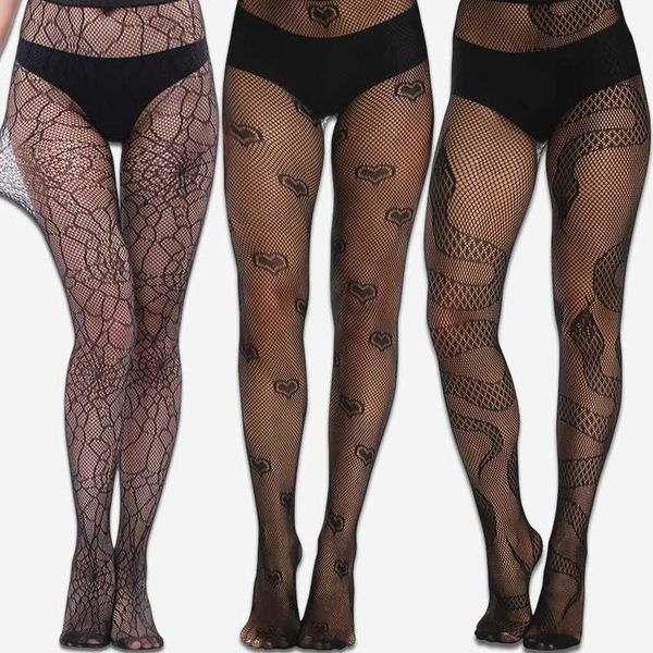 Chaussettes sexy Lolita Lolita Coudure de bas dentelle en dentelle Pantyhose Femmes Sexy Japonais filles gothiques Punk rétro Snake Web Collants 240416