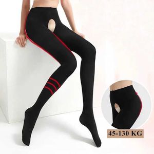 Chaussettes sexy doaeskv femmes ouvrir des collants plus taille 120d automne hiver tièvement collants entrelaciens hauts hauts