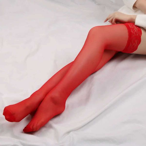 Calcetines sexys Leggings calientes Mujeres de encaje de calcetines de calcetines+libinabarra de tirantes altas de muslo 240416