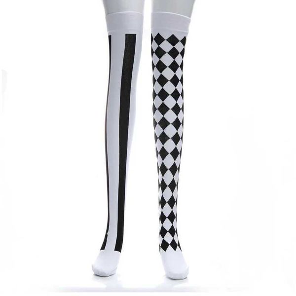 Chaussettes sexy vente chaude jester clown costume halloween bas sexy bas pour femmes sur les bas haut en bas de collants 240416