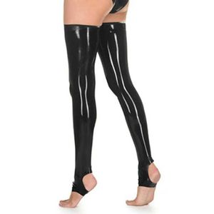 Chaussettes sexy en latex long aux leggings de cuisse bassages de pied collants de pied collants 240416