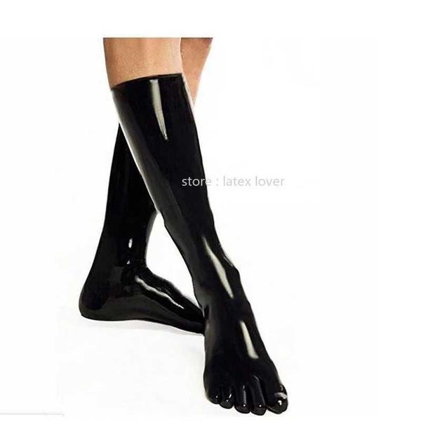 Calcetines sexys calcetines de goma de látex calcetines sexy fetiche mediano y corto costuras 3d 5 calcetines de punta de rodilla largas para hombres mujeres 240416