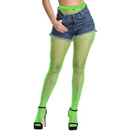 Chaussettes sexy néon résille bas serrés fête tenue de club collants femmes vert carnaval poisson Net femme Meias 230901