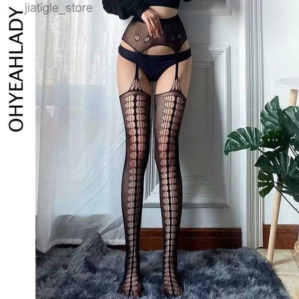 Calcetines sexys ohyeahlady negros malla sexy medias sexy salple feshnet Garter pantimedias talla grande M XL SLIECIONES DE LENGERIA ELAST SHILGERS SALDINGS Y240401