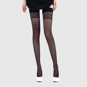 Chaussettes sexy en bas sexy adultes femmes rayons bas de cuisse à la cuisse High Black Blanc de séjour de résistance des leggings longs basses hiver 240416