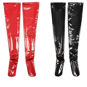 Sexy sokken wetlook kousen nachtclub knie hoge vrouwelijke olie glanzende lingerie latex kousen pvc lederen rood BLA 230419