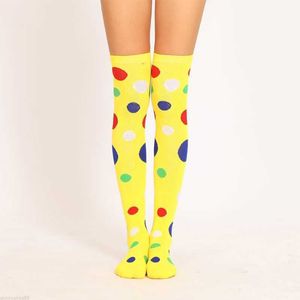 Chaussettes Sexy Femmes Filles Clown Cosplay Chaussettes Longues Fun Coloré Irrégulier À Pois Imprimé Genouillère Bas Fantaisie Costume De Fête