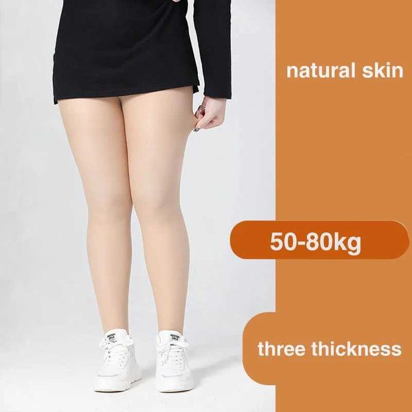 Calcetines sexys Mujeres de talla de talla más grande Pierras desnudas Femeninas de terciopelo de invierno Femenina Piel Leggings negros Black Techas calientes 240416