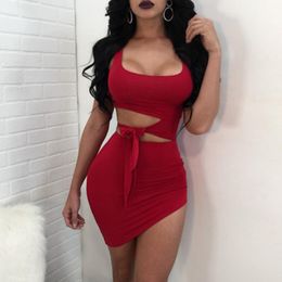 Sexy-Solid Red Bodycon Women-Mouwloos-Bandage-Bodycon-Avond-Party-Cocktail-Club-mini-jurk