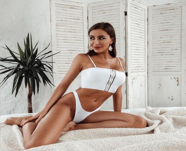 Sexy solide blanc noir Bikini 2020 fermeture éclair Push Up maillot de bain maillots de bain femmes Pushup Bikinis ensemble brésilien string maillot de bain9977960