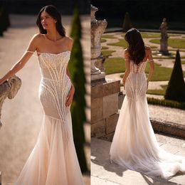 Vestidos de novia sexis con tirantes finos, vestidos de novia de sirena con lentejuelas, vestidos de novia con cordones de ilusión, vestidos de novia hechos a medida de talla grande