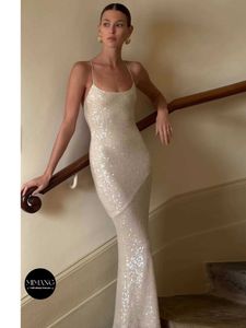 Sexy sprankelende pailletten Camisole jurk high-end licht luxe avondjurk feestje Backless Long Jurk