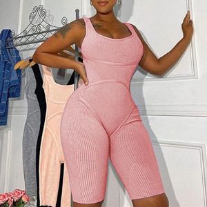 Sexy Strapless Knit Jumpsuit Dames Zomer V-hals Rits Elegante Open Back Effen Kleur Mode Strakke Bodysuit Dames Jumpsuits Rompertjes