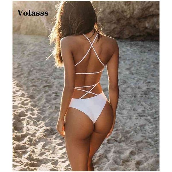 Sexy Strappy Girls Maillot De Bain Maillots De Bain Femmes Femme Taille Haute Blanc Bikini Badeanzug Biquini Brasileiro Beach Wear 210630
