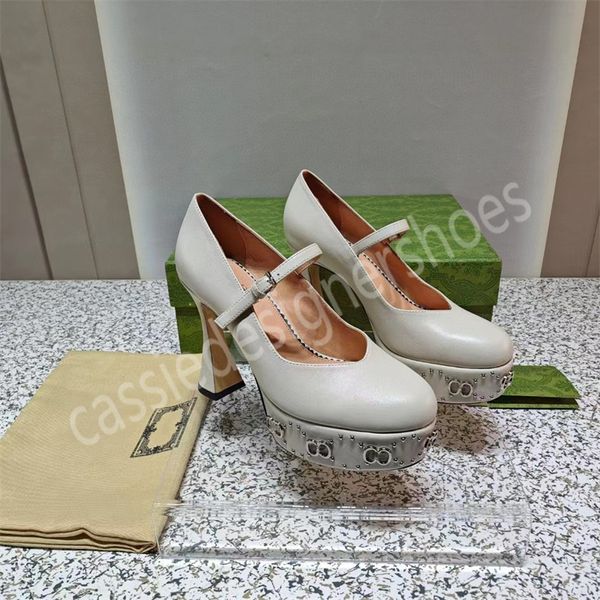 Sexy Super talons hauts créateur de mode femmes bout rond bride à la cheville pompes nouvelle femme en cuir véritable plate-forme talons épais chaussures marque couleur unie chaussures