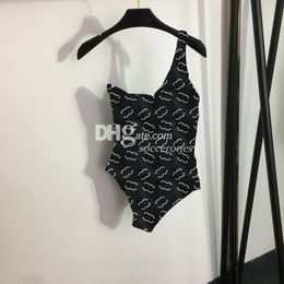 Sexy Badeanzug Designer Bademode Luxus Brief Drucken Frauen Bikinis Eine Schulter Ein Stück Badeanzug Bandeau Taucher Anzug